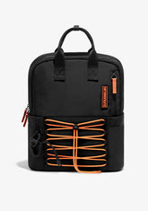 Multi-Pocket Nylon Backpack Black + Custom Set Orange