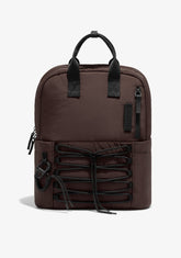 Multi-Pocket Nylon Backpack Brown