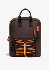 Multi-Pocket Nylon Backpack Brown + Custom Set Orange