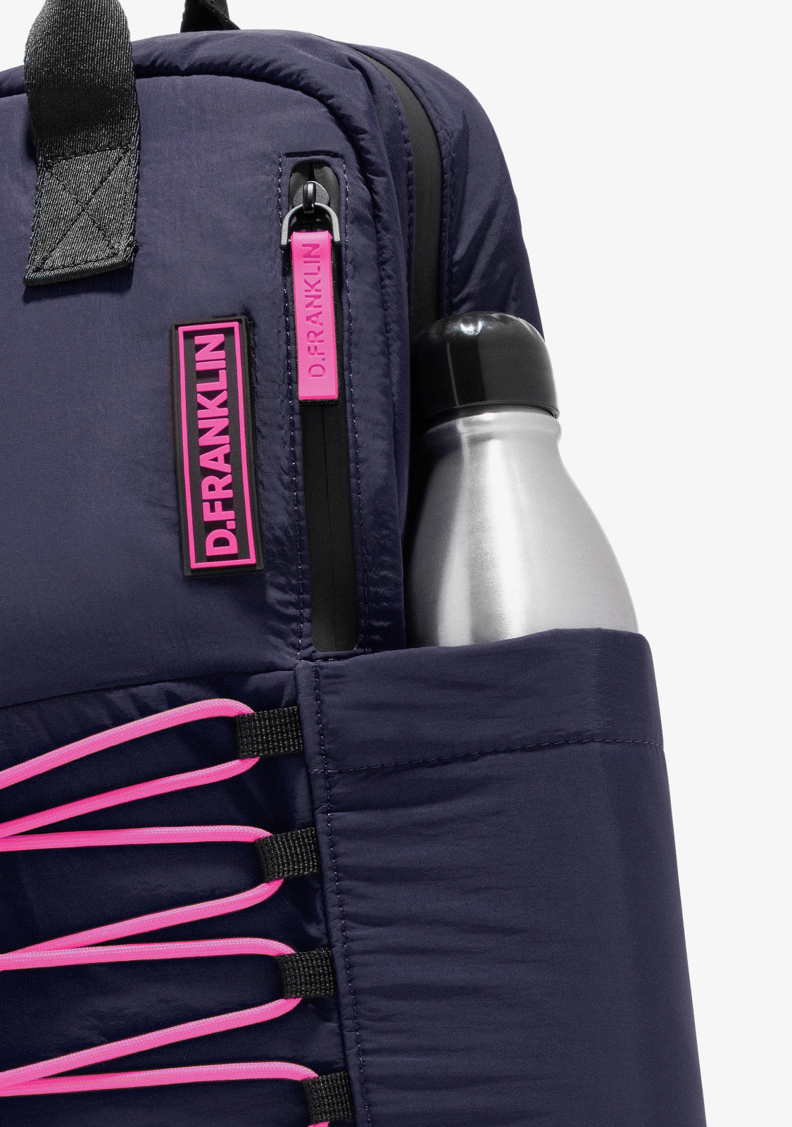 Multi-Pocket Nylon Backpack Navy + Custom Set Fuchsia