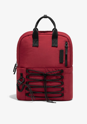 Multi-Pocket Nylon Backpack Red