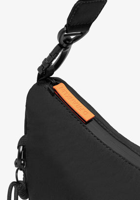 Round Nylon Crossbody Bag Black + Custom Set Orange