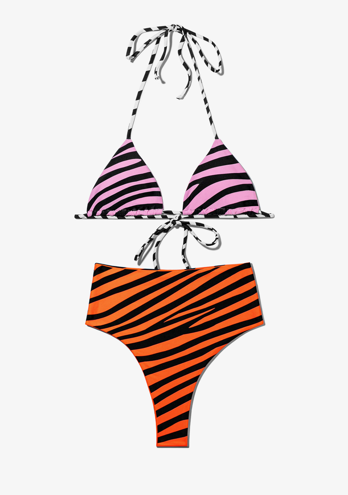 Samoa Top Zebra Pink + Maui Bottom Zebra Orange Bikini