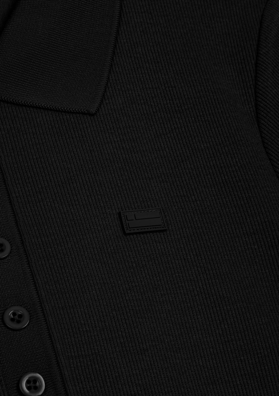 Rib Polo Top Black
