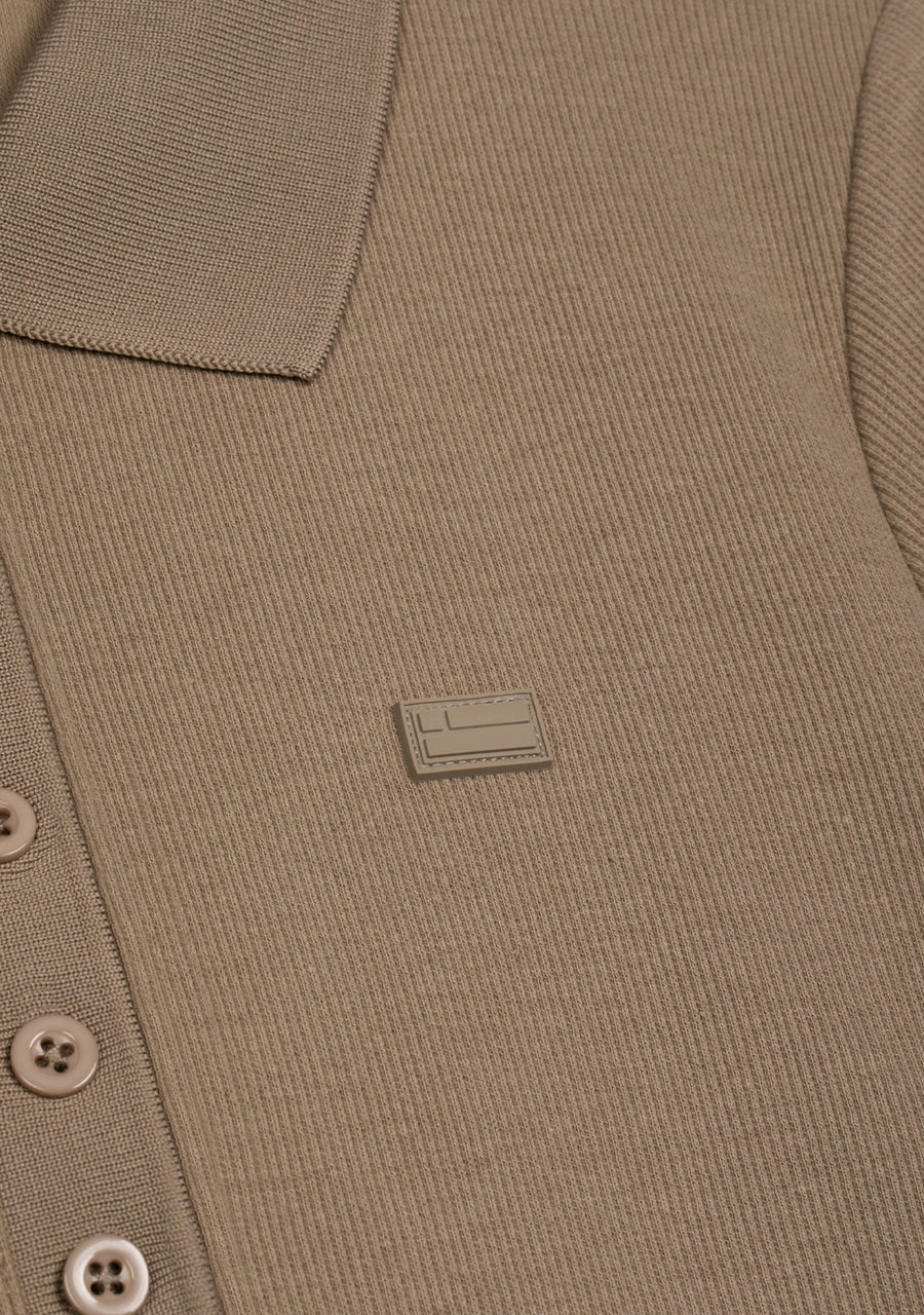Rib Polo Top Sand