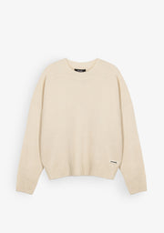 Cream Relaxed Crew Neck Knit Pullover
