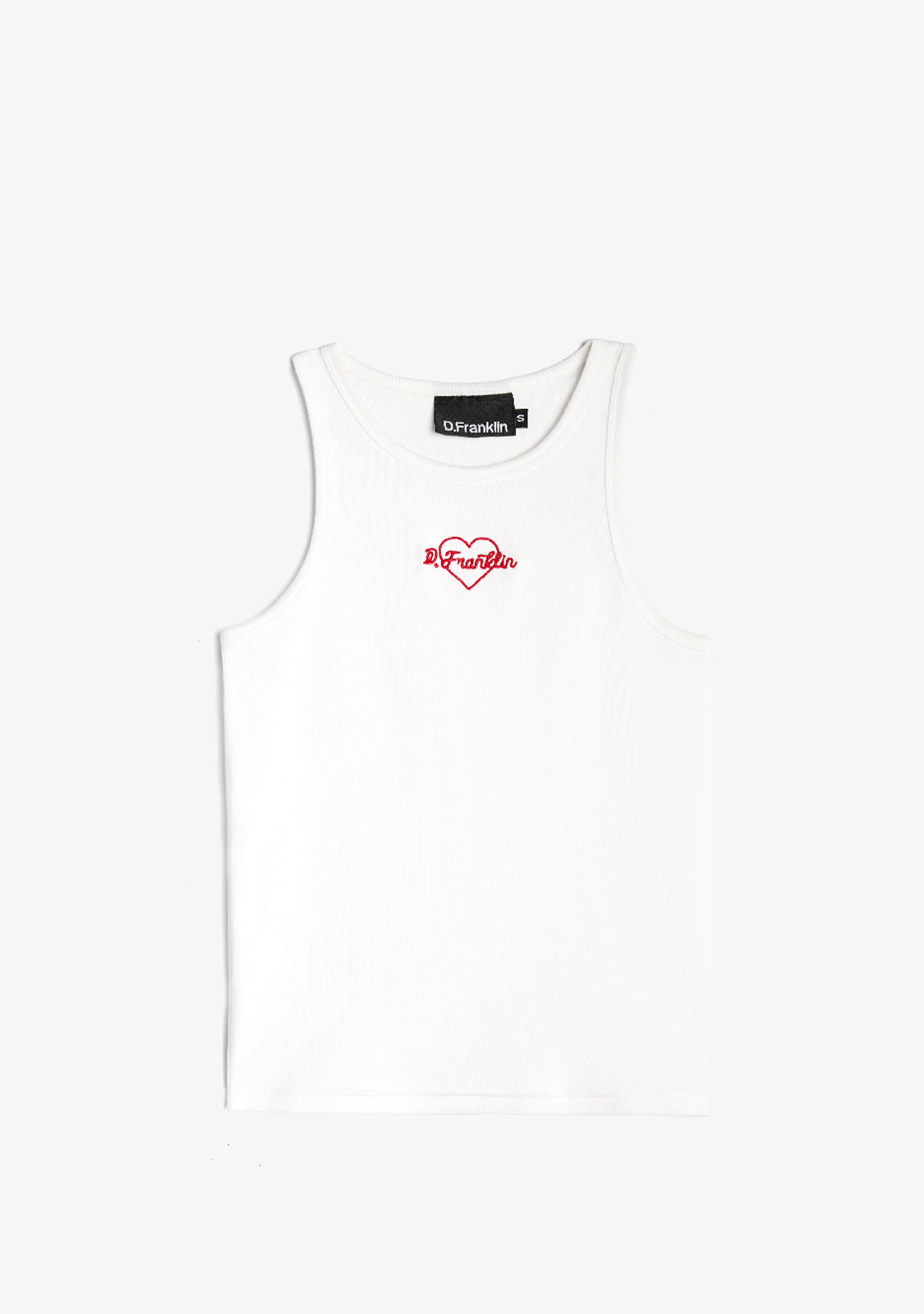 Rib Tank Top Heart White