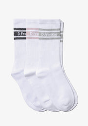 DF 3 Glitter Stripes Socks 3 Pack White