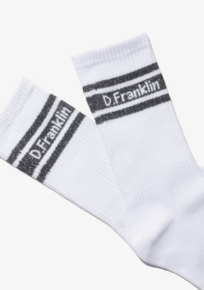 DF 3 Glitter Stripes Socks 3 Pack White