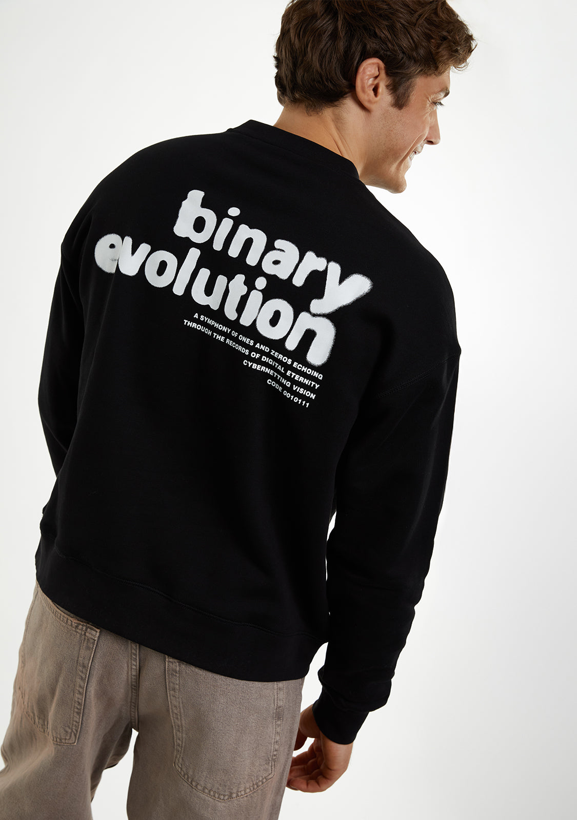 Crewneck Binary Oversize Sweatshirt Black