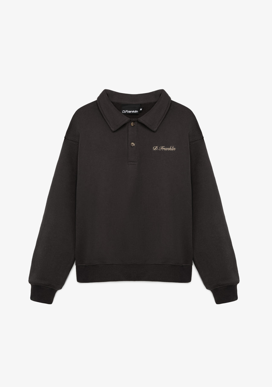 Cropped Polo Sweatshirt Anthracite