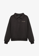 Cropped Polo Sweatshirt Anthracite