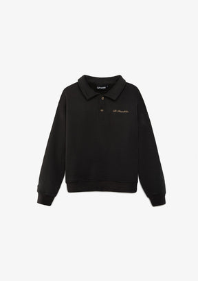 Cropped Polo Sweatshirt Anthracite