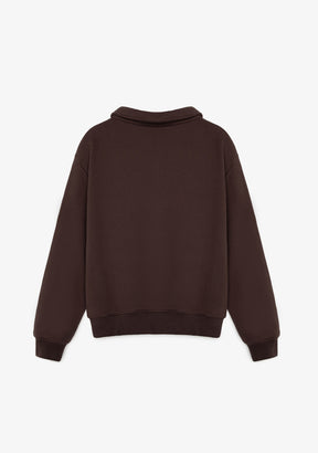 Cropped Polo Sweatshirt Brown