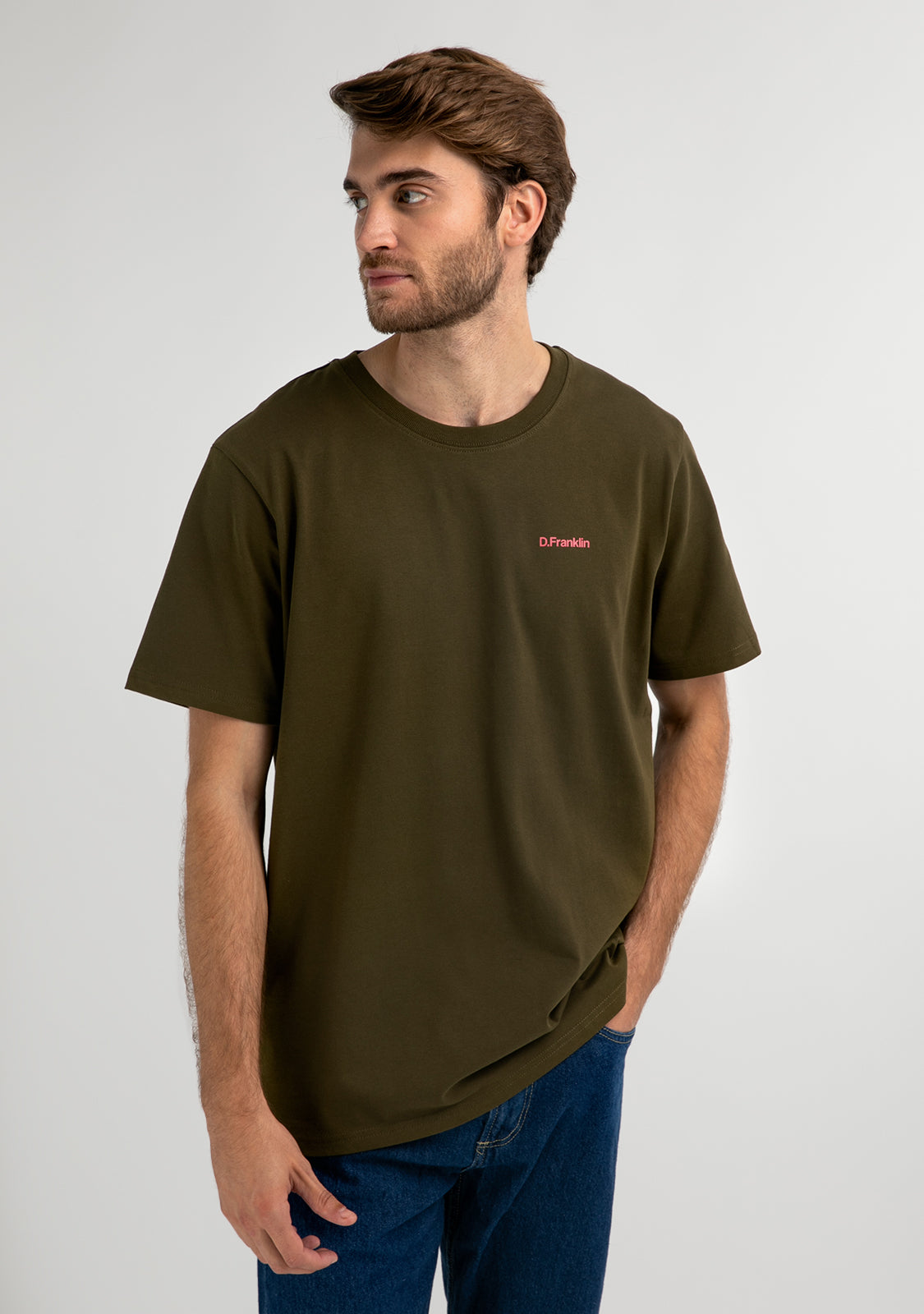 Basic Logo T-Shirt Khaki / Magenta