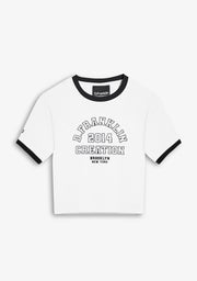 Contrast Ribbed Cropped T-Shirt White