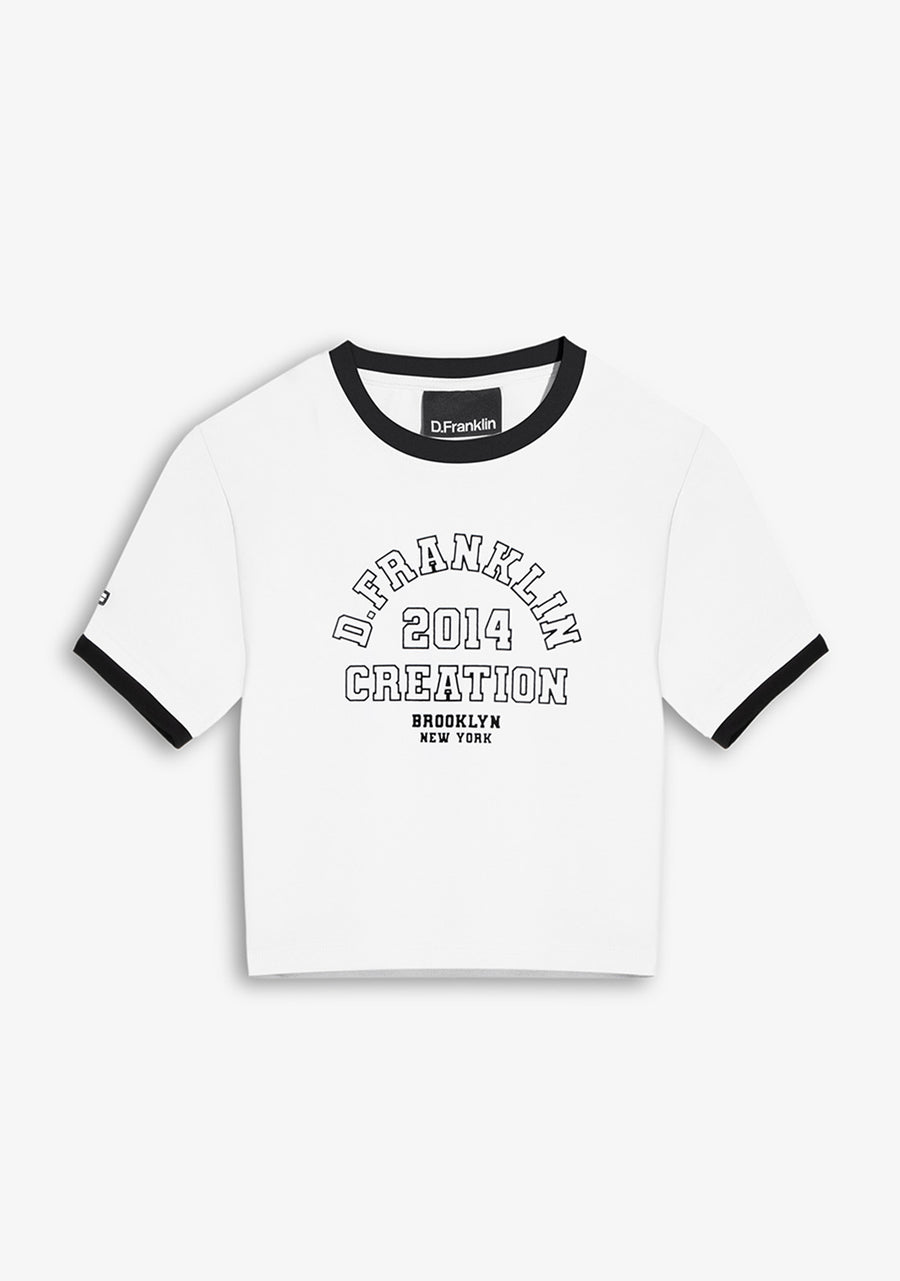 Contrast Ribbed Cropped T-Shirt White