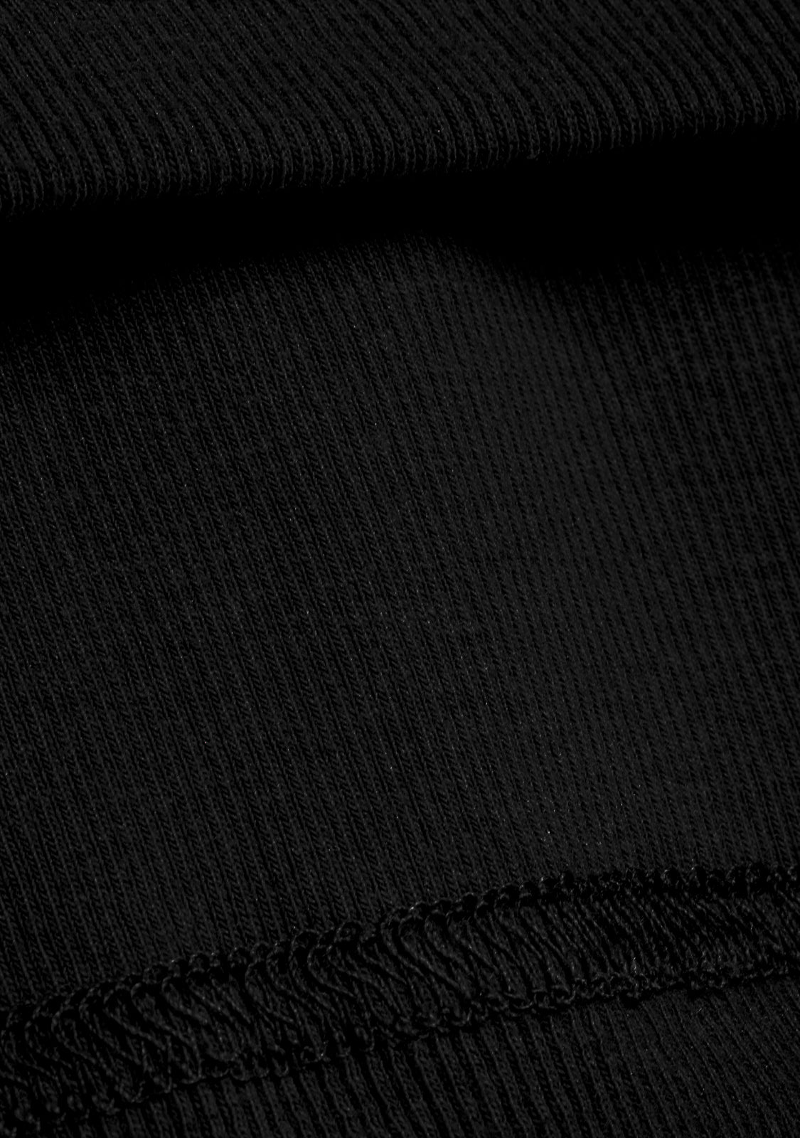 Rib Long Sleeve Top Black