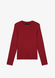 Rib Long Sleeve Top Burgundy