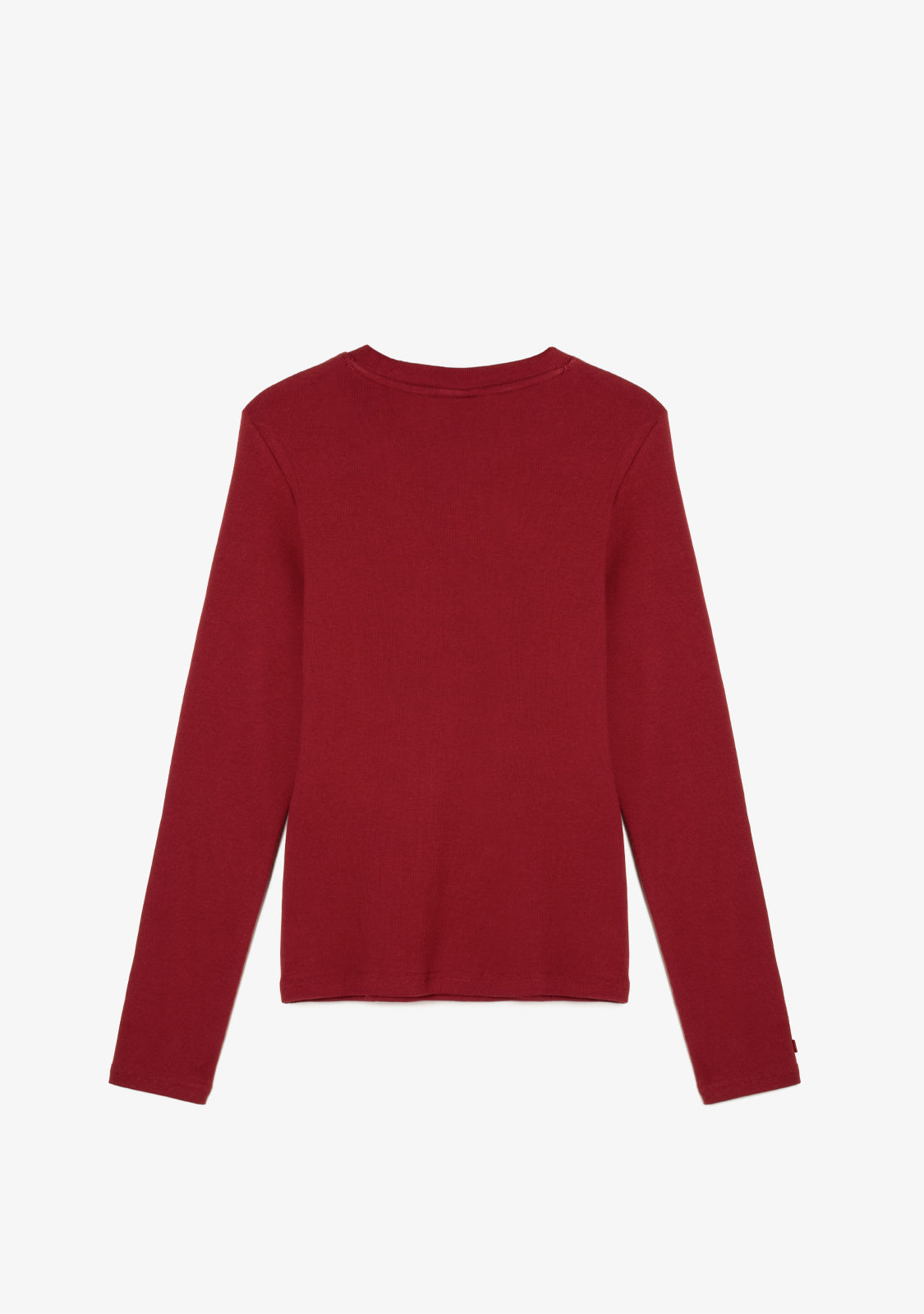 Rib Long Sleeve Top Burgundy