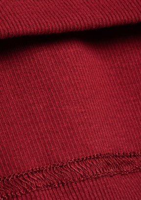 Rib Long Sleeve Top Burgundy
