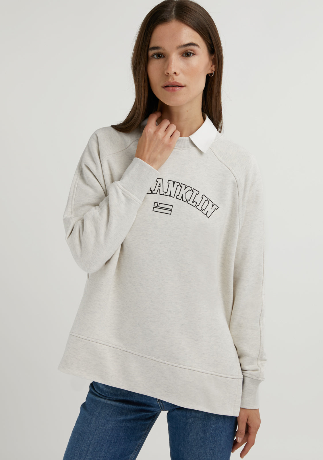 Varsity Oversized Crew Neck Sweatshirt Grey / Black