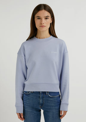 Embroidery Logo Cropped Crew Neck Sweatshirt / Serene Blue