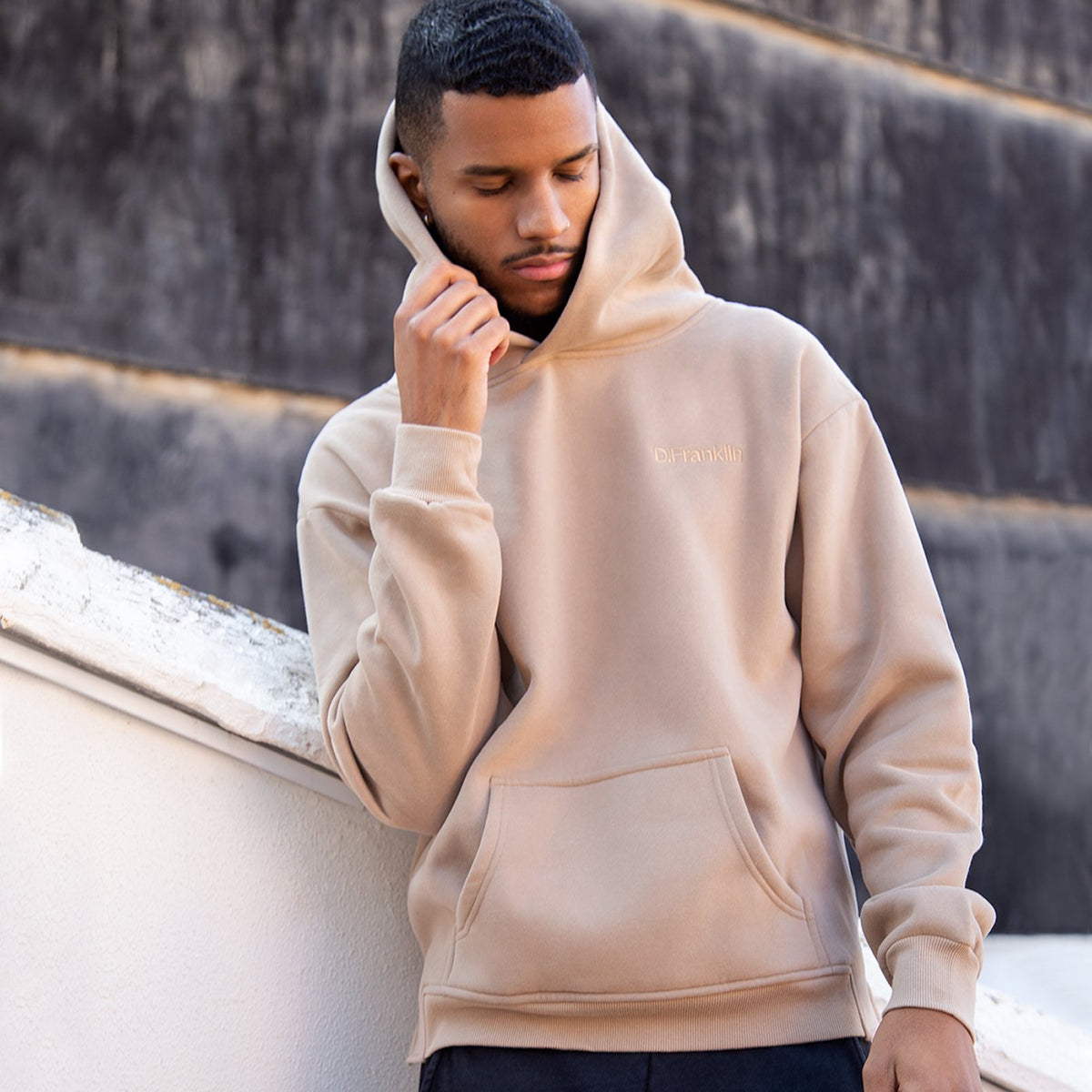 Hoodie Oversized D.Franklin Basic Stone