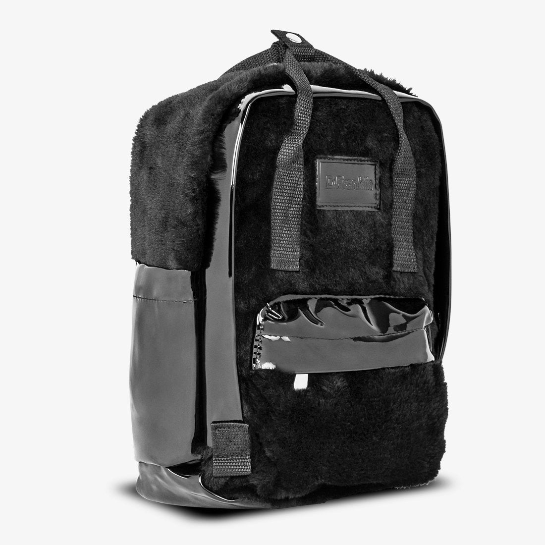 Abby Backpack Patent / Fur Black