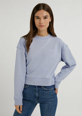 Embroidery Logo Cropped Crew Neck Sweatshirt / Serene Blue